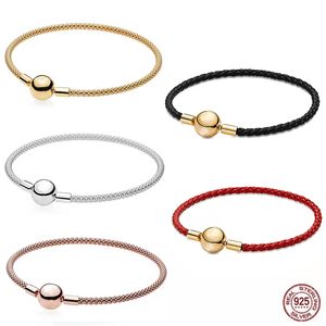 2023 Il nuovo popolare bracciale intrecciato in maglia di semplicità in argento sterling 925 è adatto per gli accessori di gioielli di moda Pandora primitivi fai-da-te