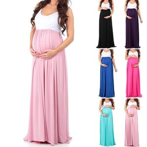 Hamile Elbise Giysileri Hamile Kadınlar İçin Elbise Giyim Uzun Hemşirelik Hamilelik Katı Tank Çiçek Pografi Giyim Partisi