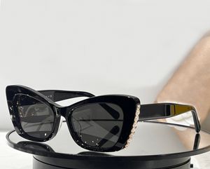 Schwarze Katzenaugen-Perlen-Sonnenbrille für Damen, Designer-Sonnenbrille, modische Sonnenbrille, Gafas de Sol, UV400-Brille mit Box