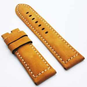 24 -мм коричневый nubuck calf кожаный часы ремешок подходит для Luminor Radiomir Pam Wirst Watch