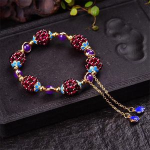 CHARM BRACELETS Doğal Garnet Taşı Etnik Bilezik Nar Kristal Büyüleyici Çok Çevirme Kadınlar Hediye Bohemya Sevimli Güzel Mücevherat