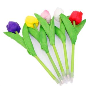 Jel Pens 1 PCS Sevimli Renkli Lale Beyan Pu Simülasyon Bitkisi Çiçekler Top Noktası 0.7mm Mavi Mürekkep Hediye Kırtasiye