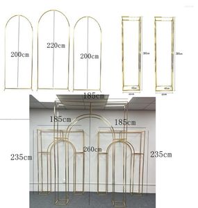 Decoração de festa 8 pçs ouro brilhante arco duplo suporte de exibição de flores artificiais palco de casamento corredor de boas-vindas porta panos de fundo balões de aniversário