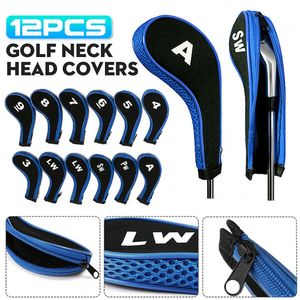 Diğer Golf Ürünleri Taşınabilir Golf Kulübü Kapak Demir Set Headsovers Zipper 12 adet aşınmaya dayanıklı Golf Kulübü Baş Koruyucu Kapak Golf Aksesuarları 230313