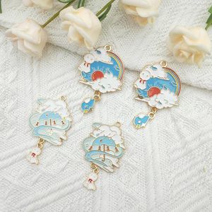 Charms 6 ПК сплав Сплав капля Масло мультфильм солнечный облачный кукольный ожерелье для брелок подвеска ручной работы ручной работы