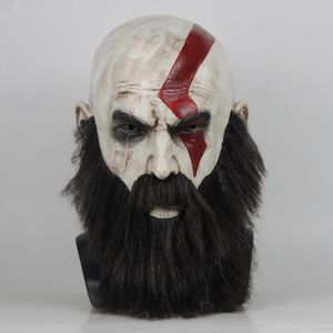 Партийная маски играет God of War 4 Kratos Mask с бородой косплей ужас латекс вечеринка маски для шлема Хэллоуин Страшная вечеринка 230313