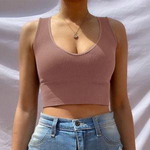 Camisoles & Tanks Women Tops Seamless Bralette Tank Top Female Crop Cami Underwear Scoop Neck Ribbed Basic Tee Sexy Lingerie U Back Camisole