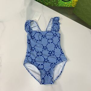 kız tek parçalı kızlar bikini plaj giymek bebek mayo mektubu baskı üst çocuk mayo büyüleyici lüks marka çeşitli pembe mavi