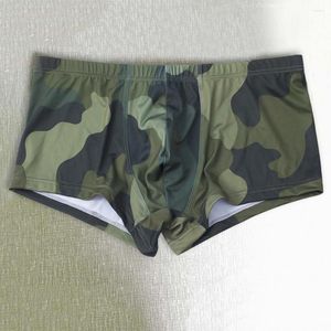 UNDUPTS Erkekler Ordu Yeşil Kamuflaj Yakın Uygun Orta Bel Seksi Ter Emici U Dışbükey Panties Kılavuzları Günlük Giyim için İç Çamaşırı