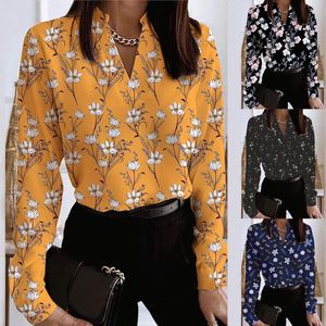 Женские блузки бизнес -рубашка Фабрика прямой цветочной женщины, женщины, сексуальные топы v, блузя, блуз, младшие рубашки под свиней жилет