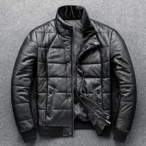 Erkekler ceket koyun derisi ceket üst katman aşağı pamuk kış sıcak ceket standı yaka gerçek deri ince ve kalınlaşmış giyim 230314