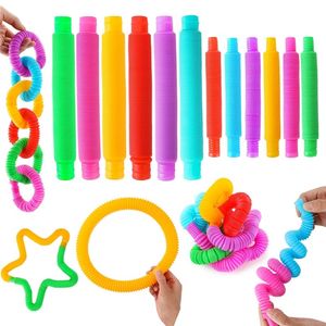 Вечеринка выплачивает трубы Sensory Toy красочная пластиковая телескопическая труба игрушка игрушки с толку игрушки сжимают подарки на стресс игрушки