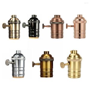 Lamp Holders E26 E27 Retro Copper DIY Lampholder With Switch Edison Holder Fixture Vintage Brass Antique Screw Lighting Socket U4T5