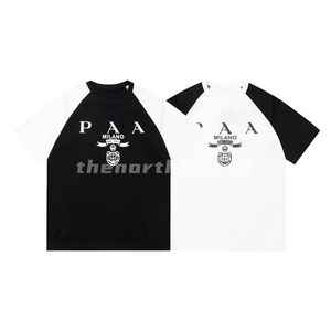 Tasarım lüks erkek tişört renk engelleme raglan mektubu baskı kısa kollu yaz nefes alabilen t-shirt rahat üst beyaz siyah