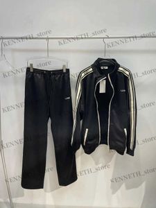 Erkek Trailtsits Yüksek Versiyon CE22 Yeni Sonbahar ve Kış Okulu Tekdüzen Stil Siyah Beyaz Kontrast Renk Pantolonu Mektup Nakış Drawcord Casual T230314