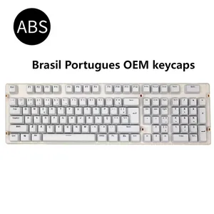 Brezilya Portugues 106 Anahtar Keykap ABNT2 Düzeni Oyun Mekanik Klavye OEM OEM Backlight Çift Renk Enjeksiyon Anahtar Kapaklar