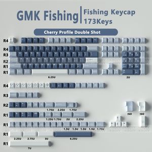 173 Keys Cap ISO ABS GMK Fishing Keycaps Cherry Profile Custom Double Shot for Mechanical Gaming Keyboards MX Switch Blue