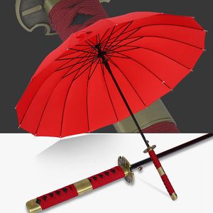 Şemsiye Yaratıcı Japon Ninja Şemsiye Samurai Kılıç Erkekler Büyük Şemsiye Yağmur Rüzgar Popar Popalı Uzun Tutlu Sombilla Otomatik Açık 230330