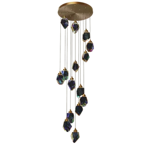 Lâmpada de luxo de escada cristalina longa lâmpada