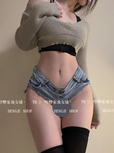 Kadın Şort Moda Koreli Kadın Cosplay Hem Peri Seksi Süper Kısa Çıkmış Kalça Bar Gece Kulübü Denim U061
