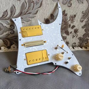 Yükseltme Prewired HSH Pickguard Set Split Bobin Pikapları Çoklu Anahtar Altın WK Alnico Pikap Kaynağı