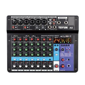 TEYUN 8-channel Professional Portable Mixer Sound Mixing Console Computer Input 48v Power Model Number Certification Origin Type