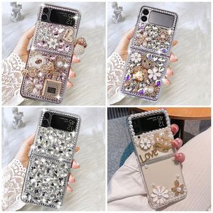 Принцесса Diamond Case для Samsung Galaxy Zflip4 Zflip5 Crystal Clystone Роскошные крышки кремниевые задние чехлы для Flip4 5 силиконовой амортизаторной оболочки для леди для леди