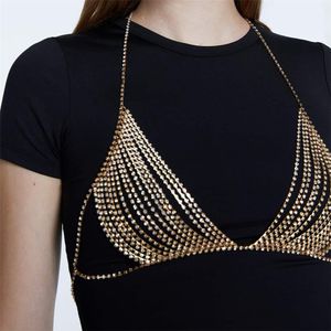 Şenlikli çok yönlü altın elmas sutyen gece kulübü çizgileri rhinestone seksi göğüs zinciri moda elmas vücut zinciri entegre süper parlak göğüs takılar