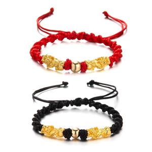 Bracelets de link Cadeia de corda sortuda Pulseira chinesa estilo pixiu pingente ajustável Proteção trançada fé unissex jewelrylink