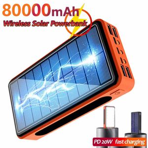 50000 мАч беспроводной питания портативная быстрая зарядка Solar Powerbank 4 USB Travel Внешняя батарея для iPhone Xiaomi Samsung