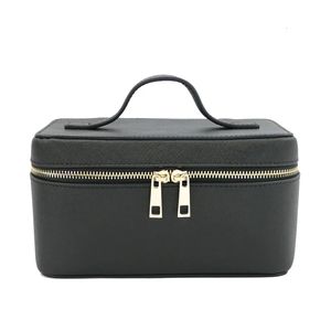 Косметические сумки корпусы Ladies Saffiano Split Leather Travel Travel Case Portable Vishing Makeup Organizer Box Dopp Kit для женщин 230316