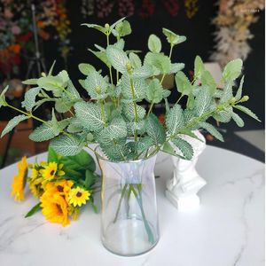 Dekoratif çiçekler 1pc nane yaprağı yapay bitkiler okaliptüs sahte çiçek diy düğün ev masa süslemeleri düzenleme dekorasyon