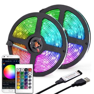 Светодиодные полоски Светодиодная полоска Свет RGB 5050 Гибкая лампа лента 5 В USB Bluetooth Инфракрасный