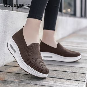 Spring Autumn Womens Swing Shoes Mesh Woman Loafers Flat Platforms Female Shoe Wedges Ladies Shoes Height Increasing Sneakers