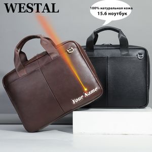 Портфели WESTAL 15-дюймовая сумка для ноутбука для мужчин Портфели из натуральной кожи Мужской портфель для руководителей Portafolio Деловые мужские компьютерные сумки 230316