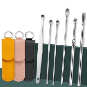 6pcs/set kulak bakımı temizleyici balmumu çıkarma paslanmaz çelik kulak balmumu toplayıcılar kulak temizleme aletleri kaşık kulak kiri sökücü güzellik sağlığı kulaklık