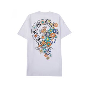 T-shirts lüks kalp yaz erkek tişört ch marka kromlar mektup sanskrit çapraz desen tişörtler tasarımcılar kazak pamuk tshirts kadın tees gömlek konfor