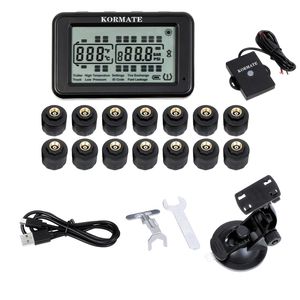 Akıllı TPMS 14 Tekerlekler Kararlı Performans Araç Lastik Basınç İzleme Sistemi, TruckRVS Backlight ekranına uygulanabilir güçlendirici ile