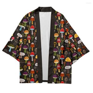 Etnik giyim mantar baskı plaj moda japon kimono 2023 artı boyutu 5XL 6XL bornoz hırka erkek gömlek Yukata Haori kadın