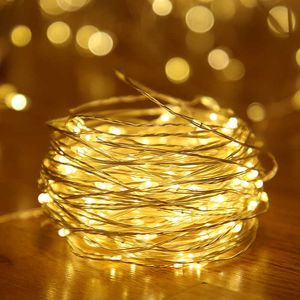 LED şeritler 2m 5m 10m bakır tel Led Dize Işıklar Tatil Peri Işıkları Çelenk Noel Ağacı Dekor Düğün Partisi Diy Natal Navidad 2022 P230315