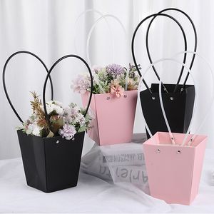 Подарочная упаковка Kraft Paper Back Sack Waterrue Ecru Black Gift Box Vintage Florists Buckting Packaging корзины для хранения святого Валентина 230316