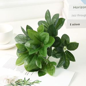 Flores decorativas 33 cm 9 cabeças verdes de árvore artificial ramificada casa de jardim da casa de mesa decoração de piso plantas falsas parede de festas de casamento diy