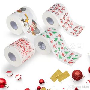 Toilettenpapier Frohe Weihnachten, kreatives Druckmuster, Serie, Papierrolle, modisch, lustig, Neuheit, Geschenk, umweltfreundlich, tragbar, 3 ms jj