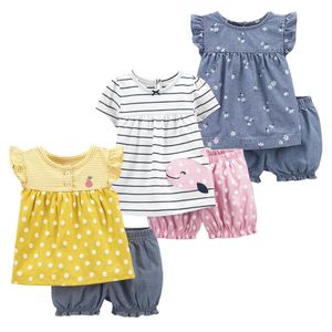 Одежда наборы летняя детская одежда 1-3 года детского костюма с короткими футболками с коротки