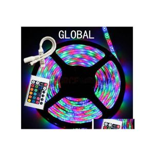 LED Şeritler RGB Şerit Işığı 3528 SMD 50m 50 Metre 10 Rulo 300 LEDS Esnek Su Geçirmez ADD24KEY IR uzaktan kumandalı 12V 2A POWE DHE7K Ekle