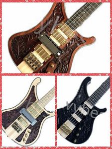 4003 Lemmy Kilmister Ручная резная электрическая бас -гитара Шея через кузов, переплета в шахматной доске, Star Inlay