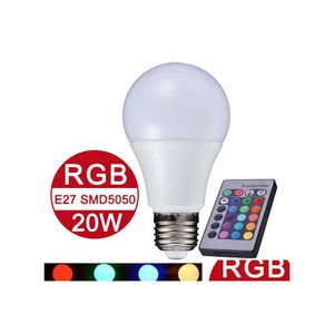 2016 LED ampul E27 RGB lambası 10W 15W 20W BB Işık 110V 220V uzaktan kumanda 16 Renk Değişikliği Lampada Global LUZ A65 A70 Bırakma Teslim Işıkları Dhupv