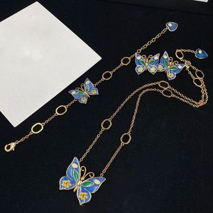 Заметные голубые бабочки женские очаровательные желтые цветочные кольца для леди зеленый лист орнамент кулон ожерелья женские овальные кольца браслеты