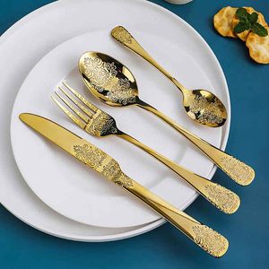 20Set/лот роскошный золотой набор посуда набор из нержавеющей стали наборы ножей.
