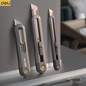 Deli Retractable Snap Off 18mm 9mm Wide Blade Utility Knife Box Cutter Art Auto Lock Carbon Steel Sharp Cutting Carton